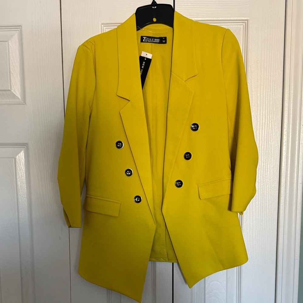 Vibrant Yellow Double-Breasted Blazer